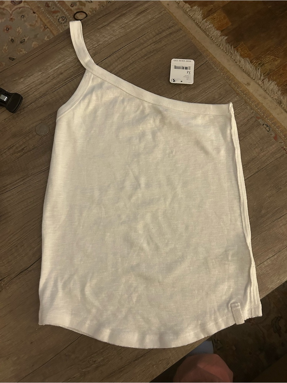 We The Free White Asymmetric Knit Tank